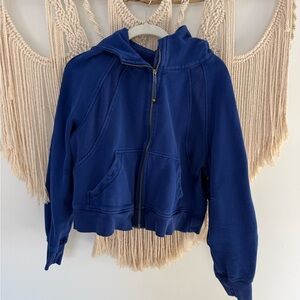 lululemon athletica royal blue hooded cropped scuba sweatshirt